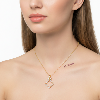 Crystal & 18K Gold-Plated Bow Rhombus Pendant Necklace - Street Region