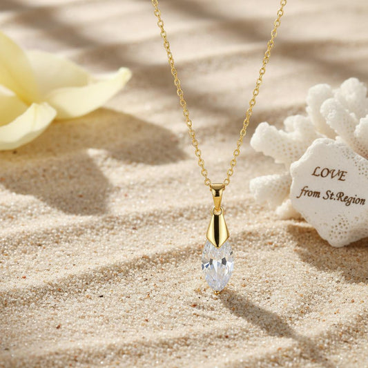 Clear Crystal & 18K Gold-Plated Marquise Drop Pendant Necklace