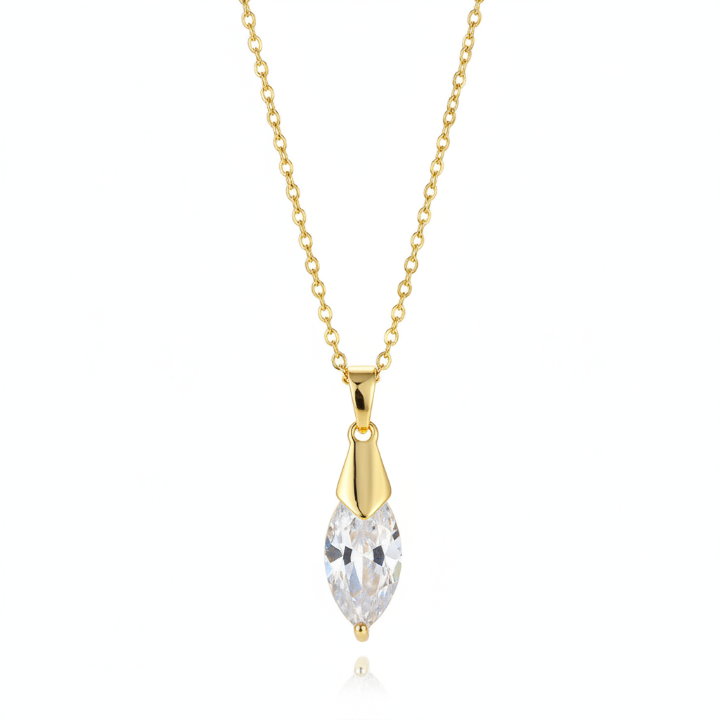 Clear Crystal & 18K Gold-Plated Marquise Drop Pendant Necklace - Street Region