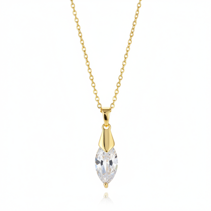 Clear Crystal & 18K Gold-Plated Marquise Drop Pendant Necklace - Street Region