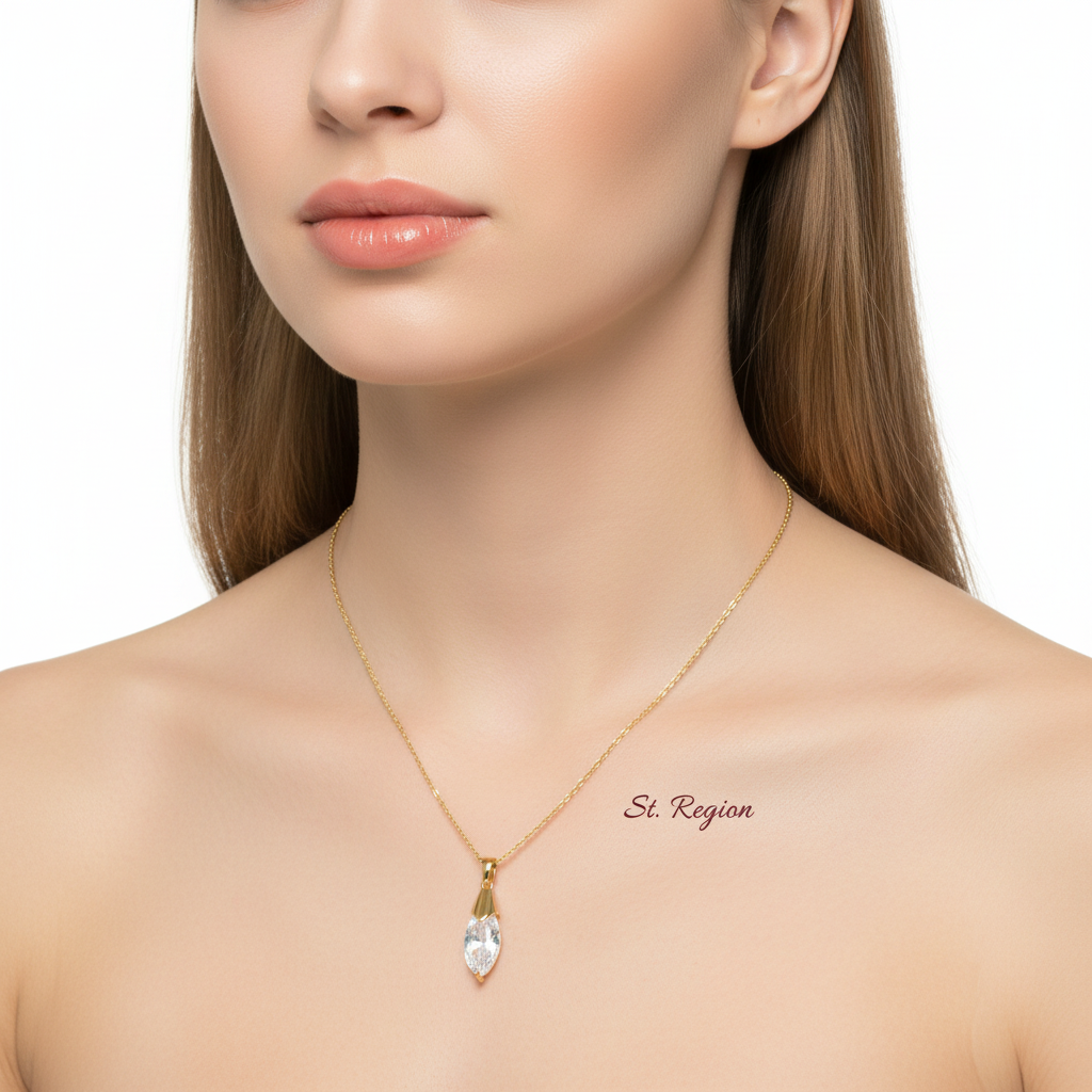Clear Crystal & 18K Gold-Plated Marquise Drop Pendant Necklace - Street Region