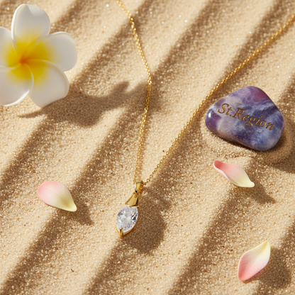Clear Crystal & 18K Gold-Plated Marquise Drop Pendant Necklace - Street Region
