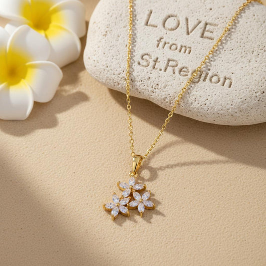 Marquise Crystal & 18K Gold-Plated Floral Pendant Necklace