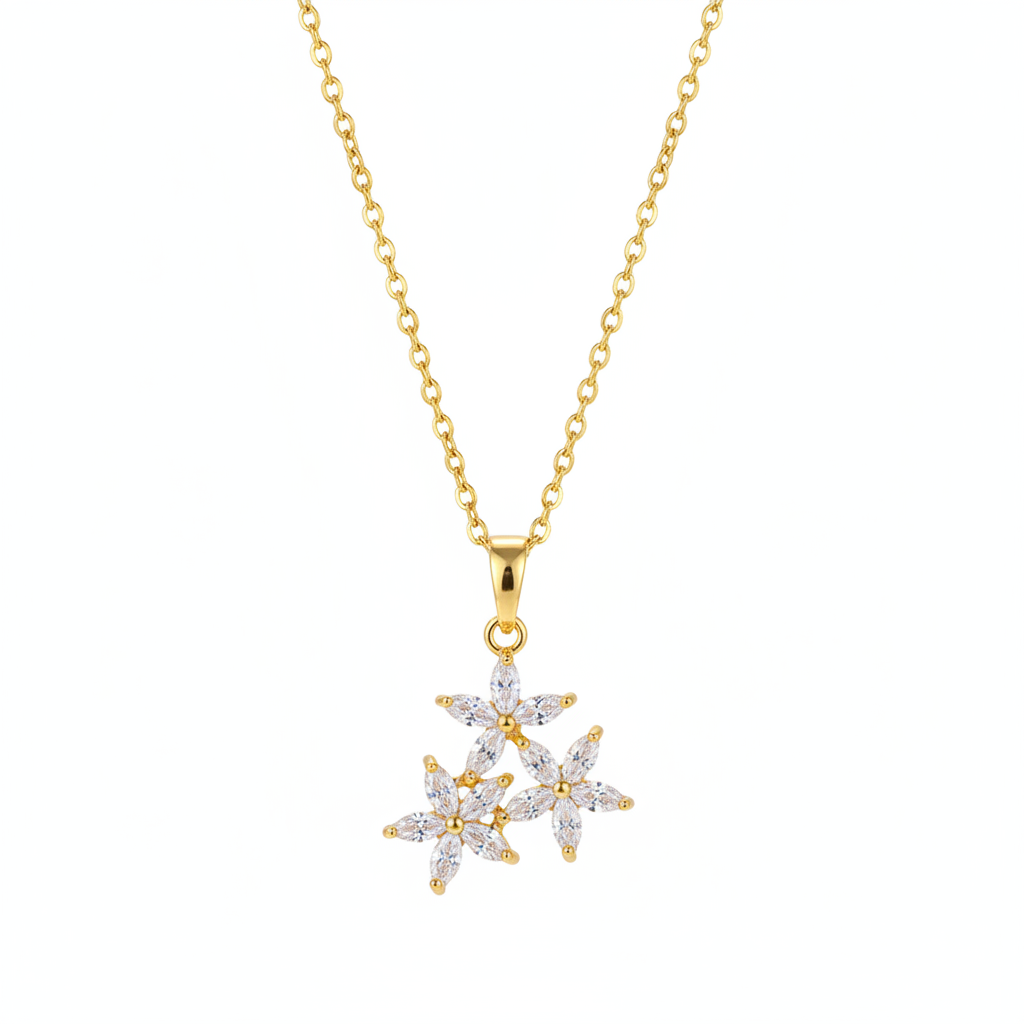 Marquise Crystal & 18K Gold-Plated Floral Pendant Necklace - Street Region