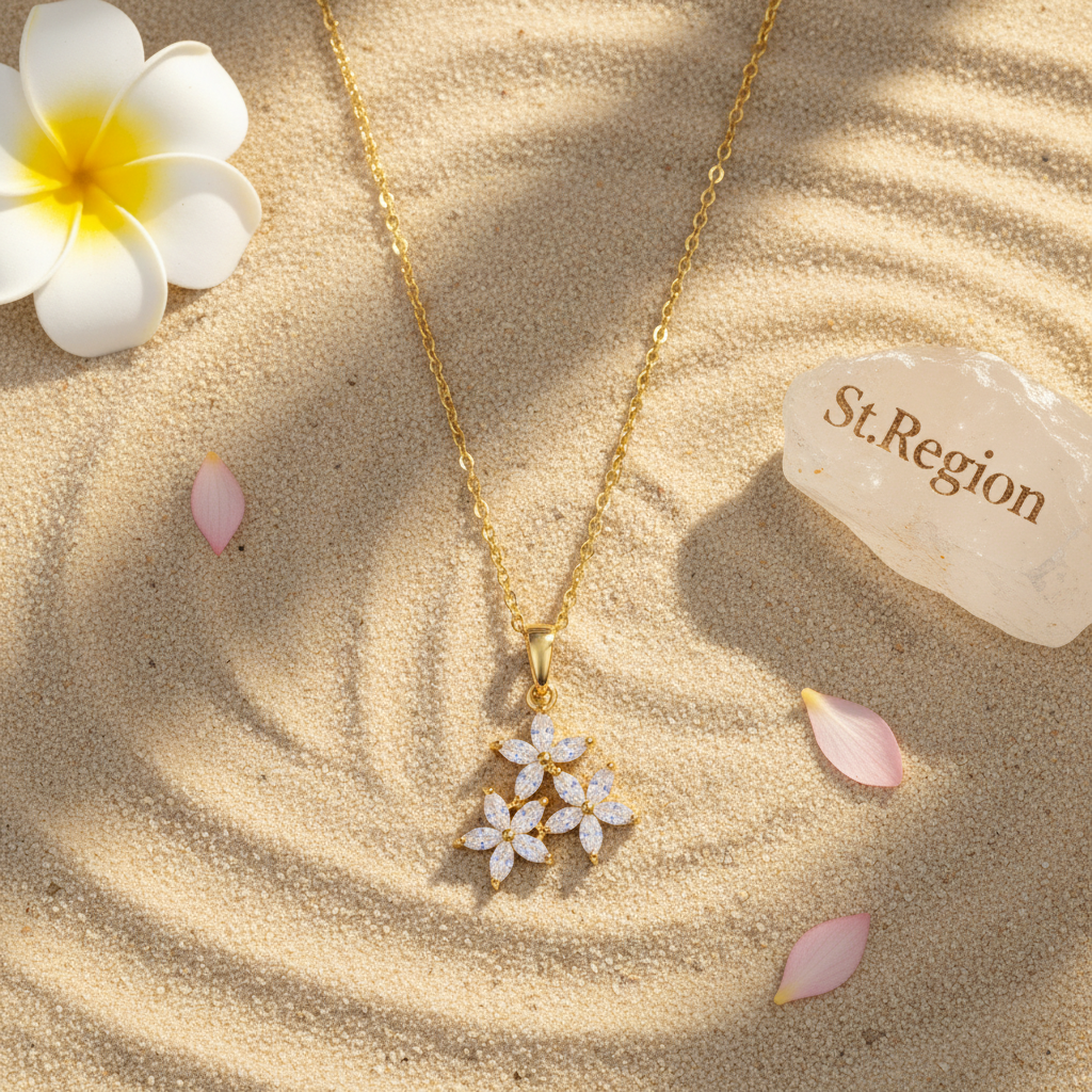 Marquise Crystal & 18K Gold-Plated Floral Pendant Necklace - Street Region