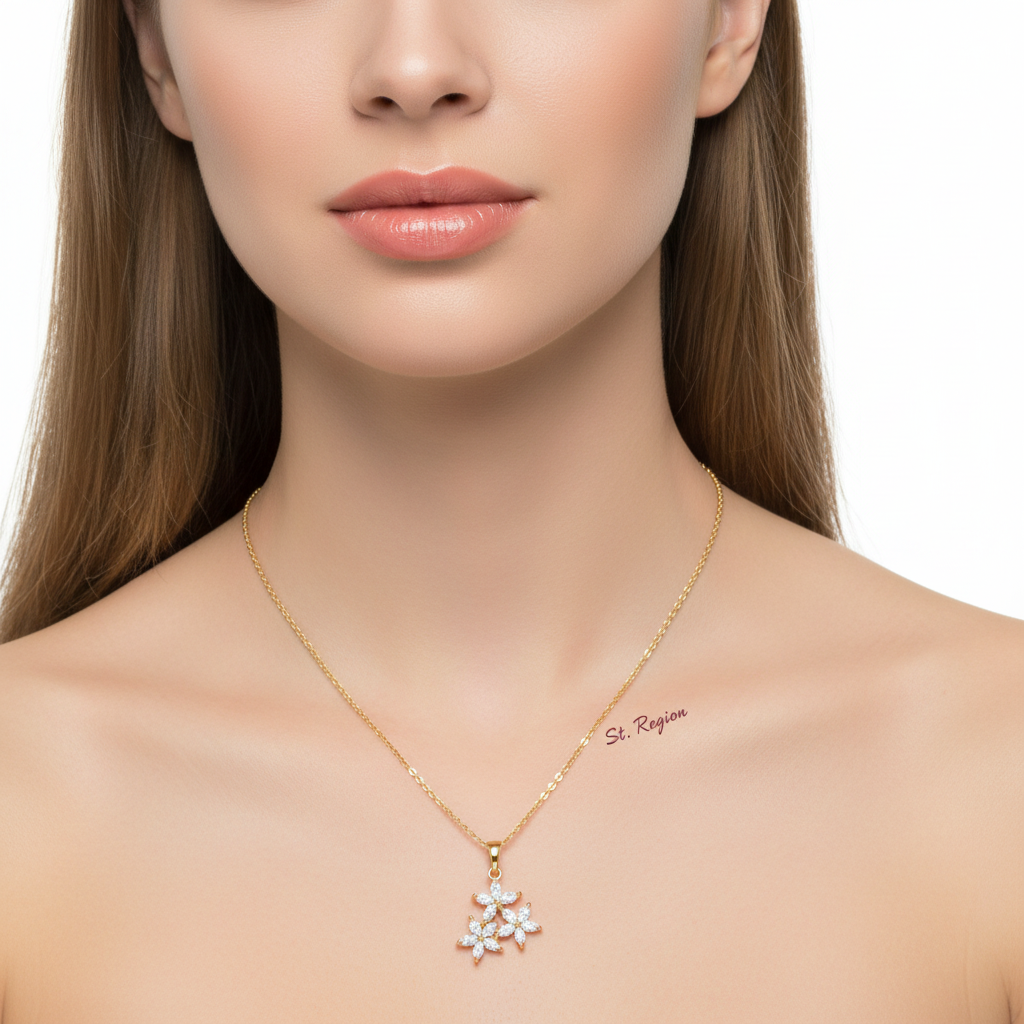 Marquise Crystal & 18K Gold-Plated Floral Pendant Necklace - Street Region