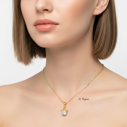 Crystal and 18K Gold-Plated Clover Pendant Necklace, gold pendant necklace for women, botanical inspired, styled look