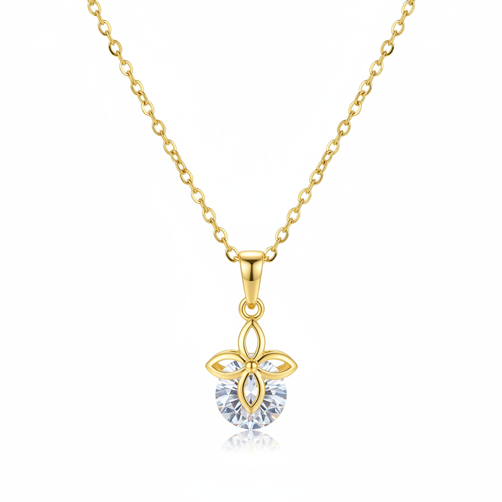 Crystal & 18K Gold-Plated Clover Pendant Necklace - Street Region
