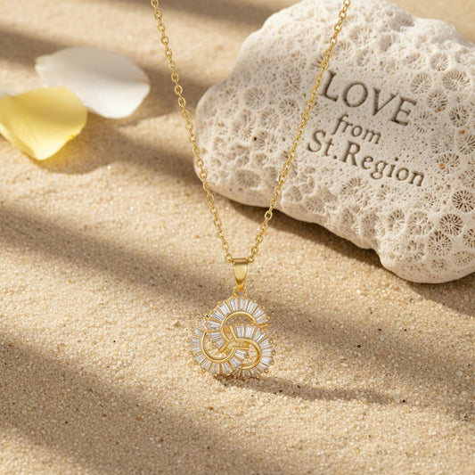 Crystal & 18K Gold-Plated Interlocked Swirl Pendant Necklace