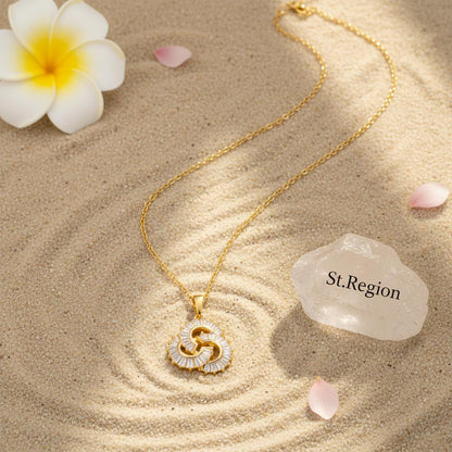 Crystal and 18K Gold-Plated Interlocked Swirl Pendant Necklace, gold pendant necklace for women, lifestyle look
