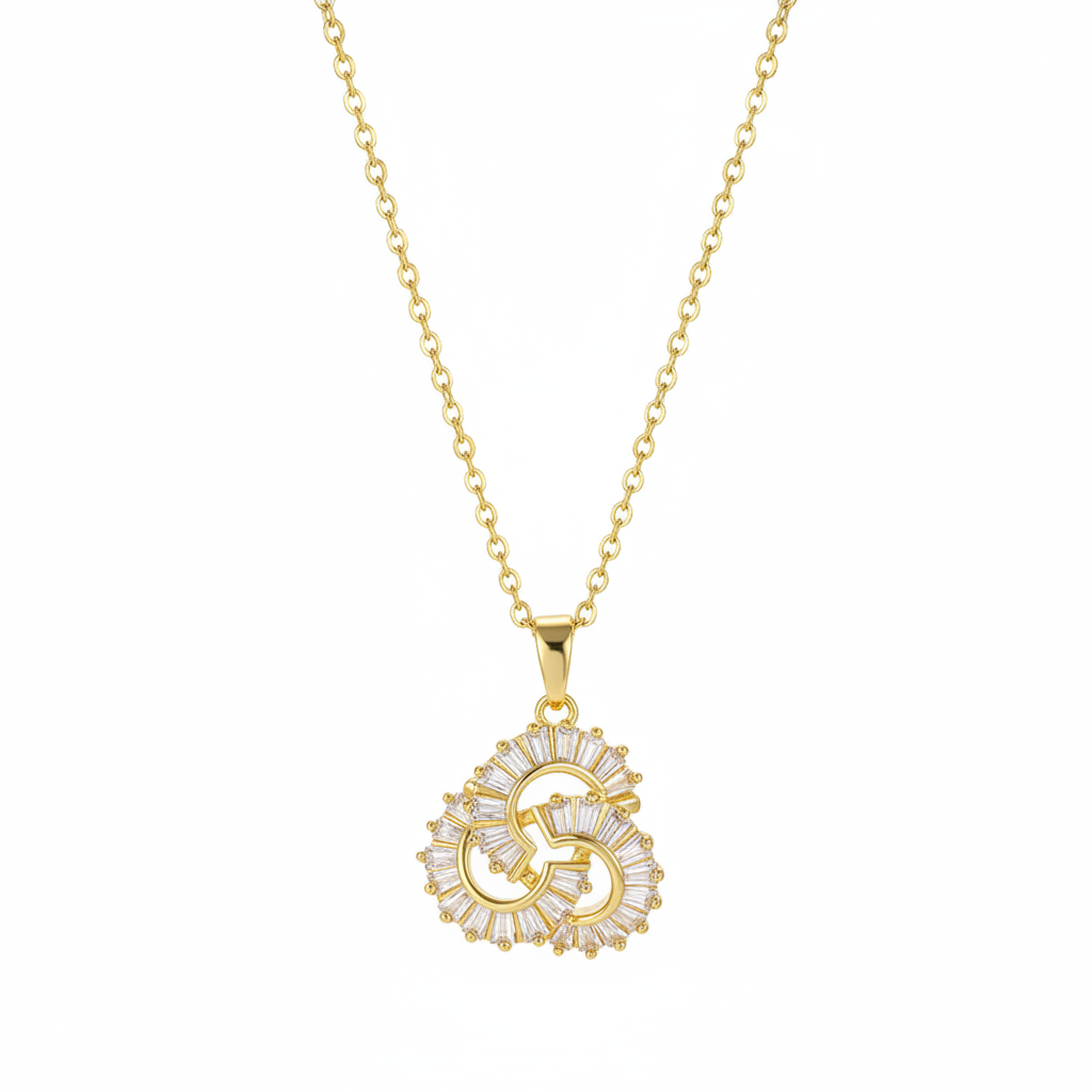 Crystal & 18K Gold-Plated Interlocked Swirl Pendant Necklace - Street Region