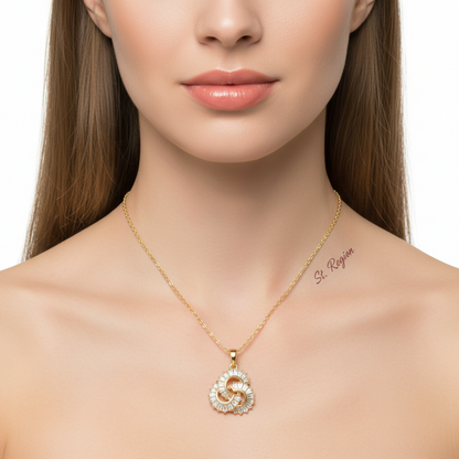 Crystal & 18K Gold-Plated Interlocked Swirl Pendant Necklace - Street Region