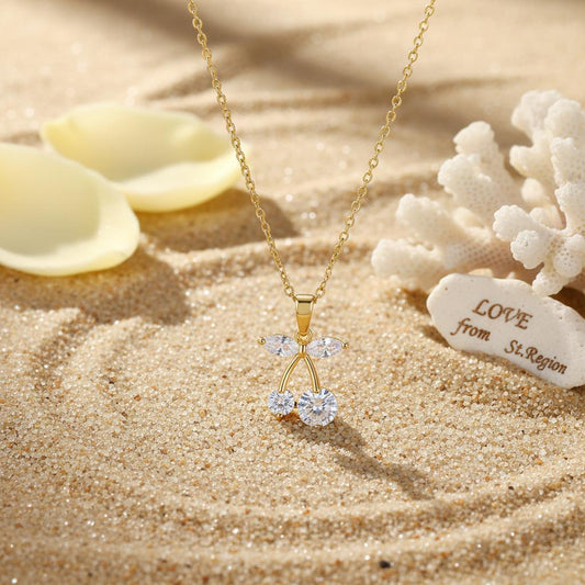 Crystal & 18K Gold-Plated Cherry Pendant Necklace