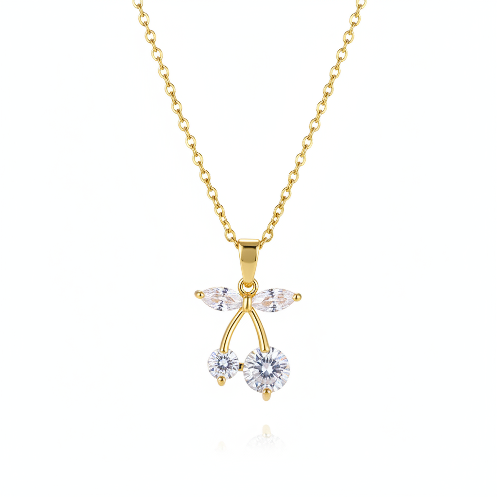 Crystal & 18K Gold-Plated Cherry Pendant Necklace - Street Region