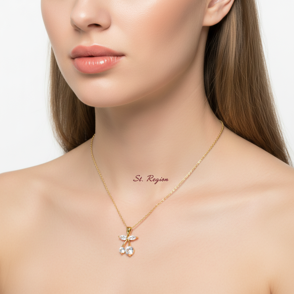 Crystal & 18K Gold-Plated Cherry Pendant Necklace - Street Region