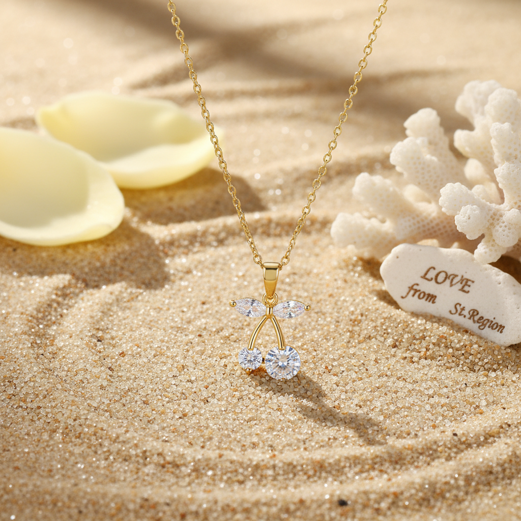 Crystal & 18K Gold-Plated Cherry Pendant Necklace - Street Region