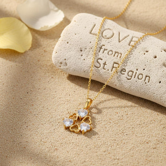 Crystal & 18K Gold-Plated Heart Cluster Pendant Necklace