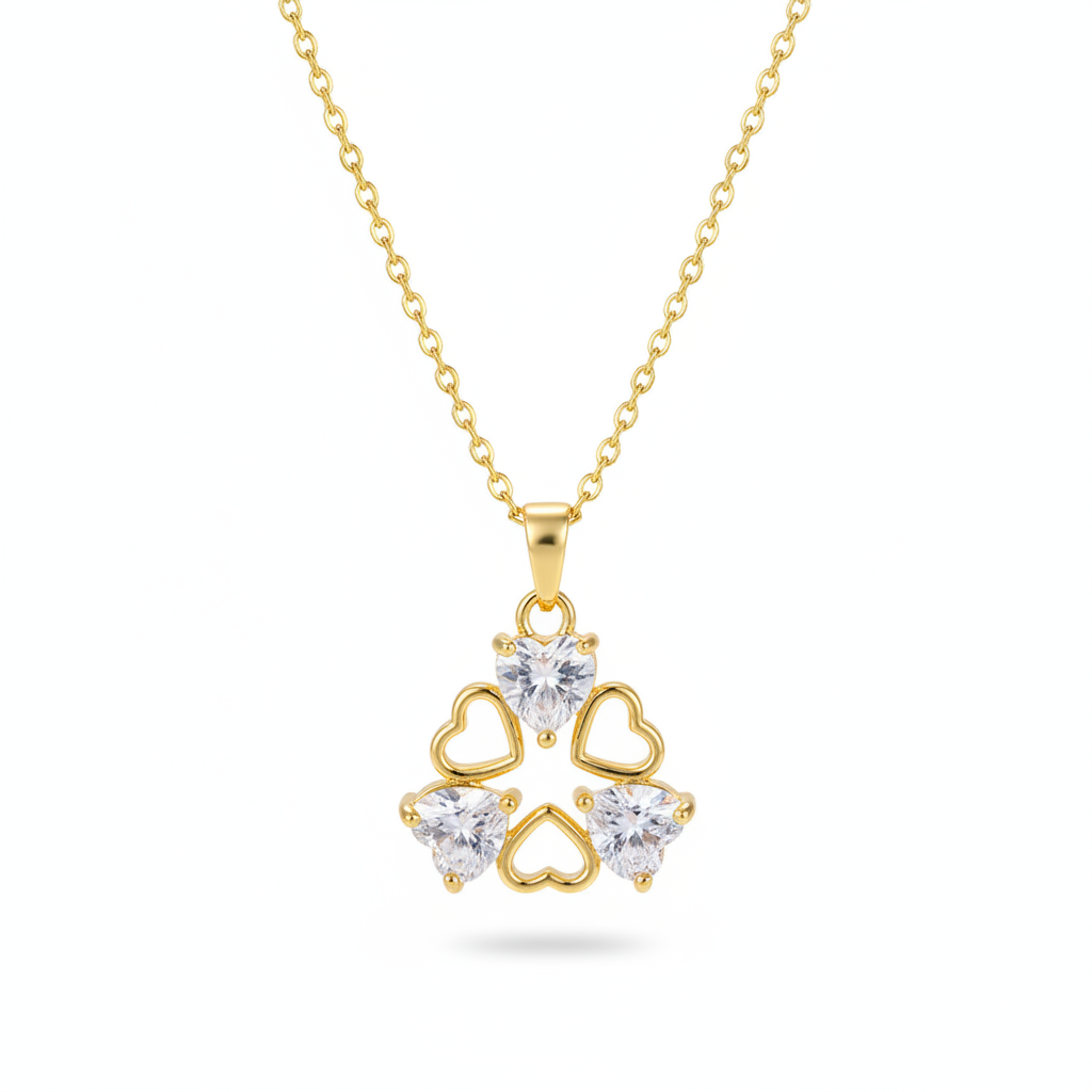 Crystal & 18K Gold-Plated Heart Cluster Pendant Necklace - Street Region