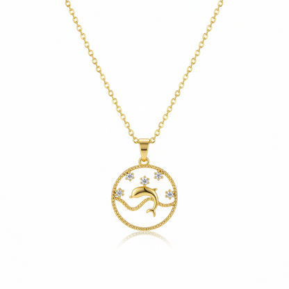 Cubic Zirconia & 18K Gold-Plated Dolphin Pendant Necklace - Street Region
