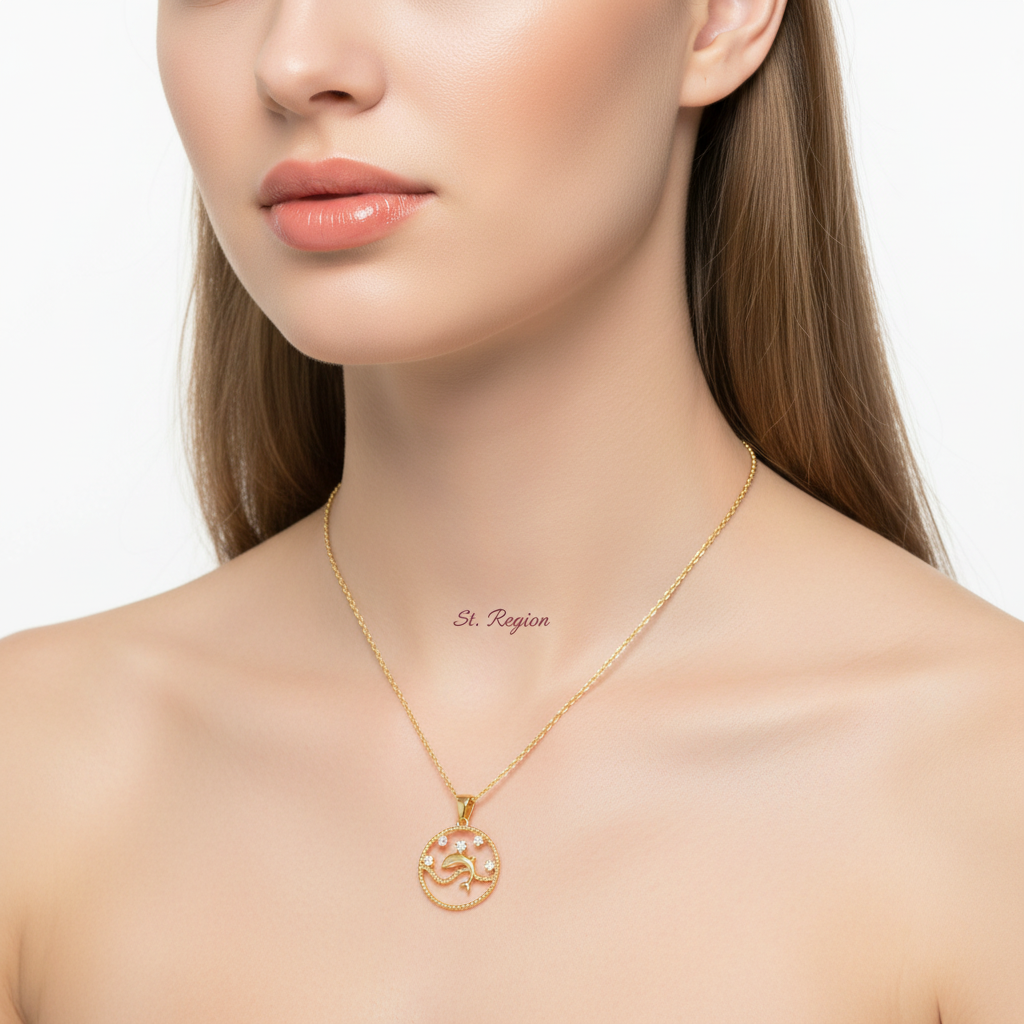 Cubic Zirconia & 18K Gold-Plated Dolphin Pendant Necklace - Street Region