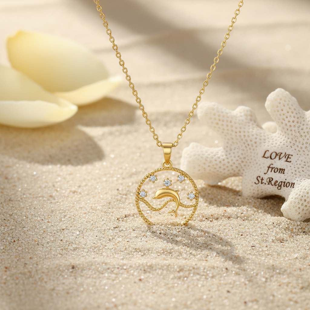 Cubic Zirconia & 18K Gold-Plated Dolphin Pendant Necklace - Street Region