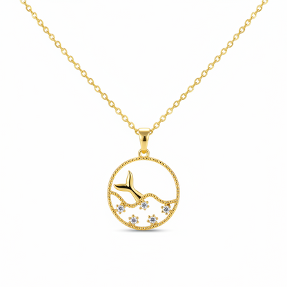 Cubic Zirconia & 18K Gold-Plated Fishtail Round Pendant Necklace - Street Region