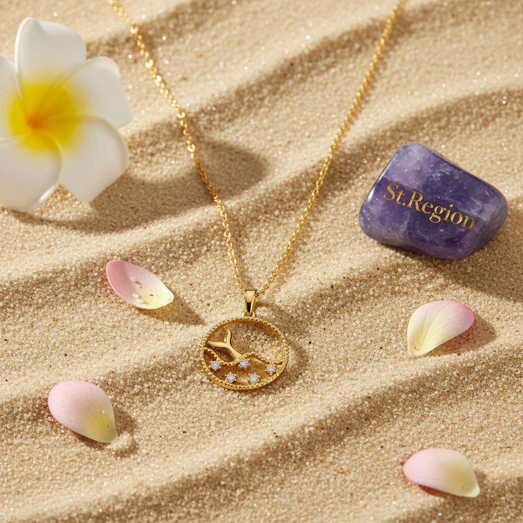 Cubic Zirconia & 18K Gold-Plated Fishtail Round Pendant Necklace - Street Region