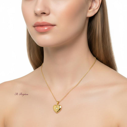 Cubic Zirconia & 18K Gold-Plated Eye Heart Pendant Necklace