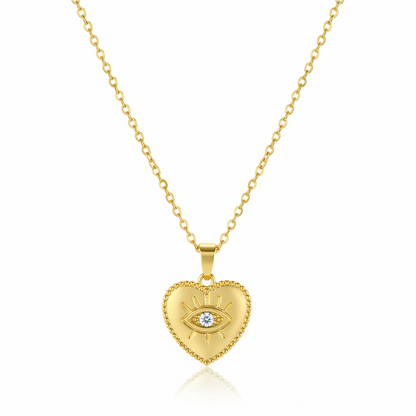 Cubic Zirconia & 18K Gold-Plated Eye Heart Pendant Necklace - Street Region