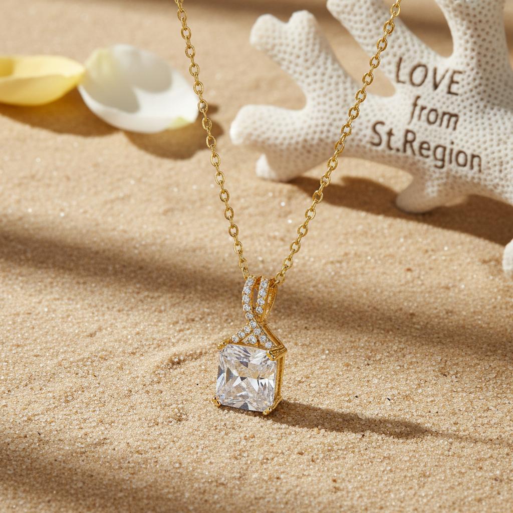 Crystal and Cubic Zirconia Pendant Necklace, pendant necklace for women, vintage-inspired design, front view
