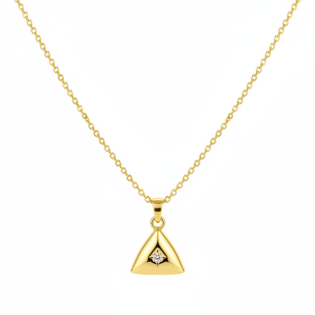 Cubic Zirconia & 18K Gold-Plated Triangle Pendant Necklace - Street Region