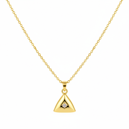 Cubic Zirconia & 18K Gold-Plated Triangle Pendant Necklace - Street Region