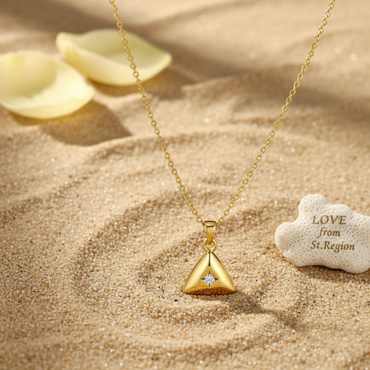 Cubic Zirconia & 18K Gold-Plated Triangle Pendant Necklace - Street Region