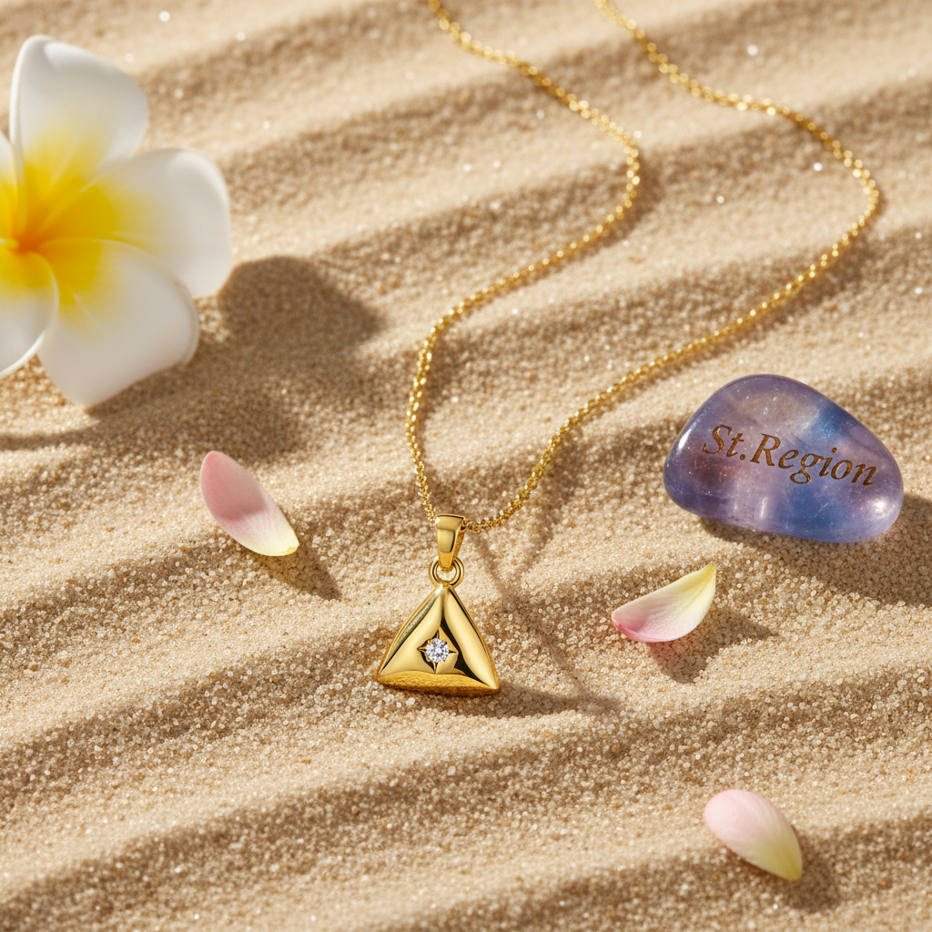 Cubic Zirconia & 18K Gold-Plated Triangle Pendant Necklace - Street Region