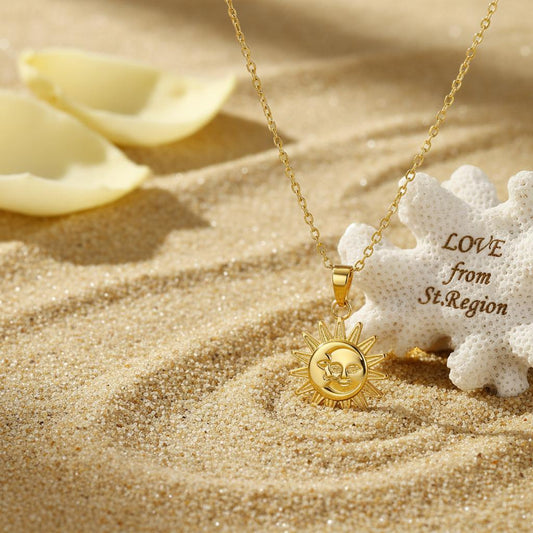 18K Gold-Plated Sun Pendant Necklace