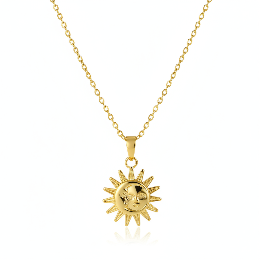 18K Gold-Plated Sun Pendant Necklace - Street Region