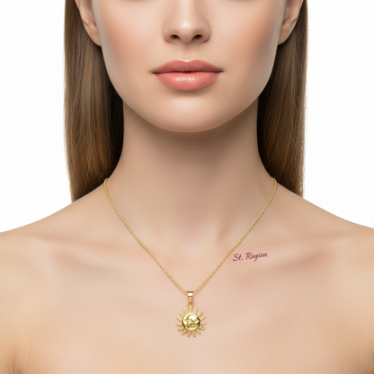18K Gold-Plated Sun Pendant Necklace - Street Region