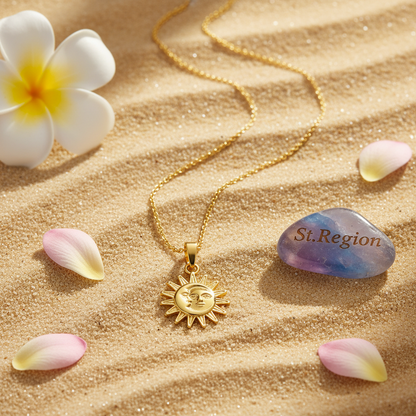 18K Gold-Plated Sun Pendant Necklace - Street Region