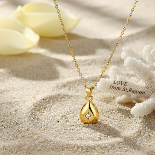 Cubic Zirconia & 18K Gold-Plated Drop Pendant Necklace