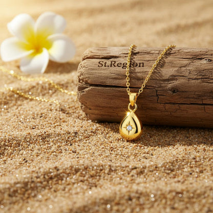 Cubic Zirconia & 18K Gold-Plated Drop Pendant Necklace