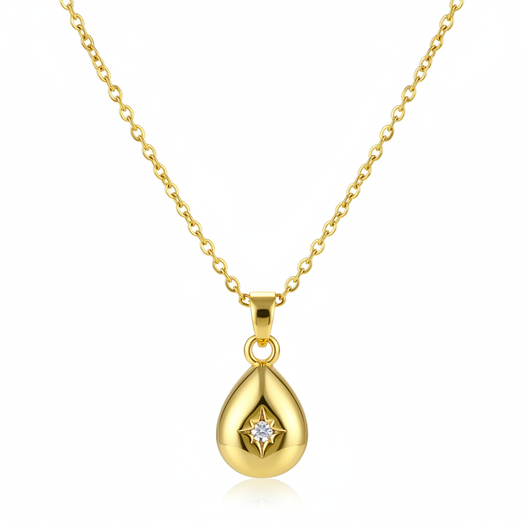 Cubic Zirconia & 18K Gold-Plated Drop Pendant Necklace - Street Region