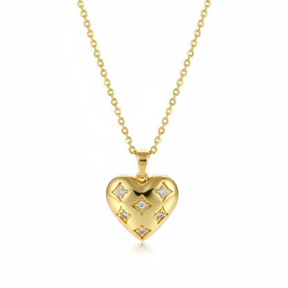 Cubic Zirconia & 18K Gold-Plated Rhombus Heart Pendant Necklace - Street Region