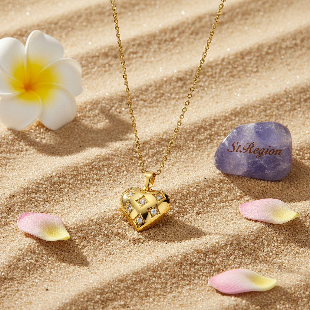 Cubic Zirconia & 18K Gold-Plated Rhombus Heart Pendant Necklace - Street Region
