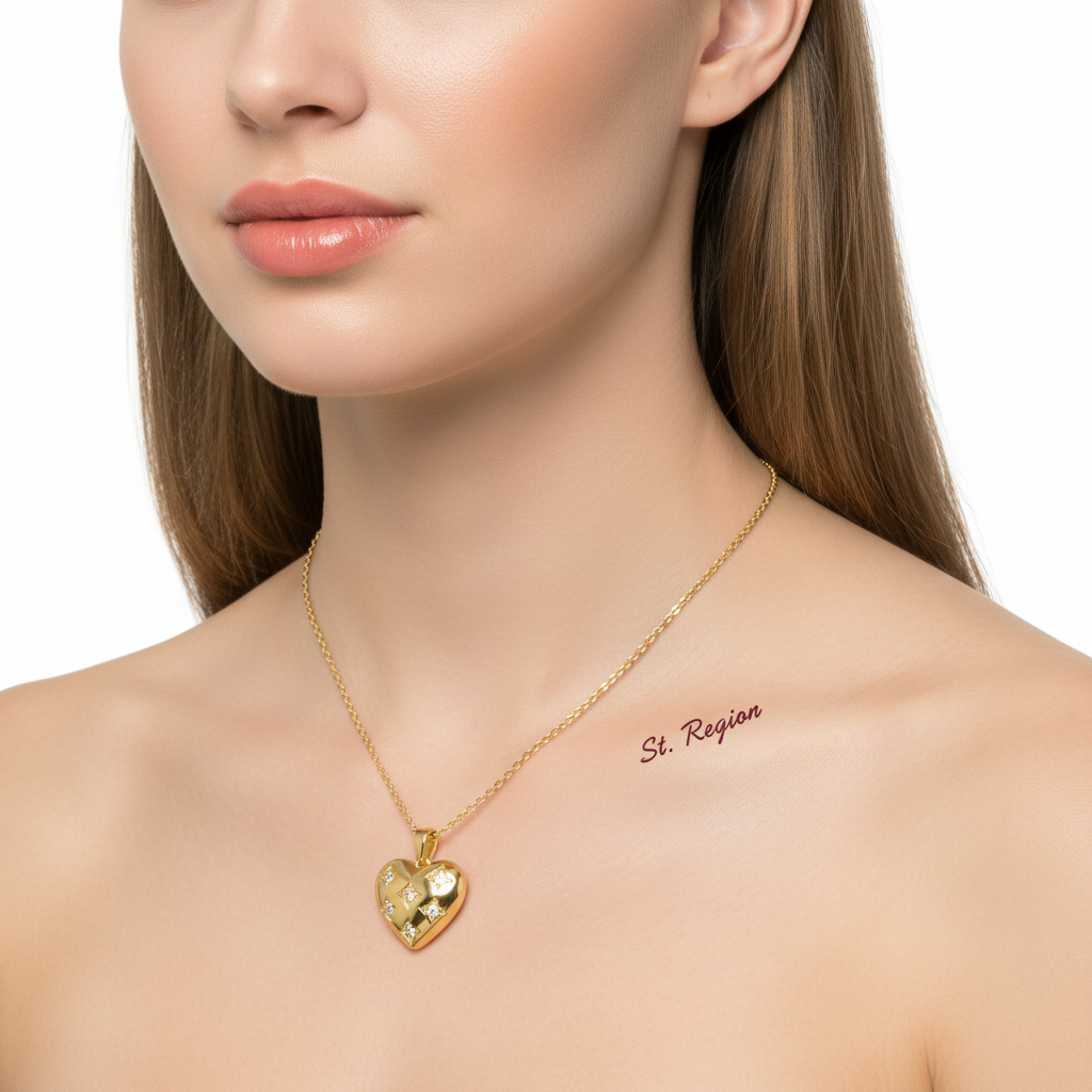 Cubic Zirconia & 18K Gold-Plated Rhombus Heart Pendant Necklace - Street Region