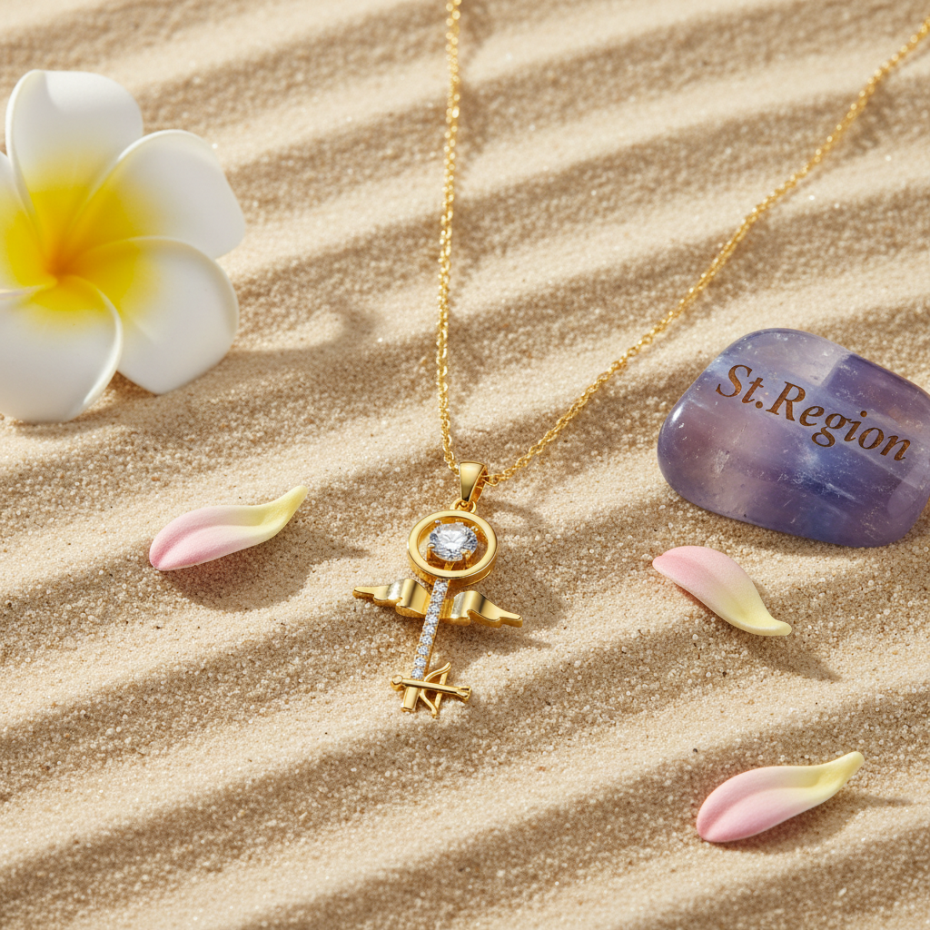 Crystal & Cubic Zirconia Key Pendant Necklace - Street Region