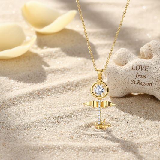 Crystal & Cubic Zirconia Key Pendant Necklace - Street Region