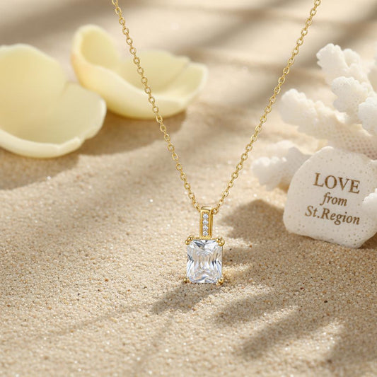 Princess-Cut Crystal & Cubic Zirconia 18K Gold-Plated Pendant Necklace
