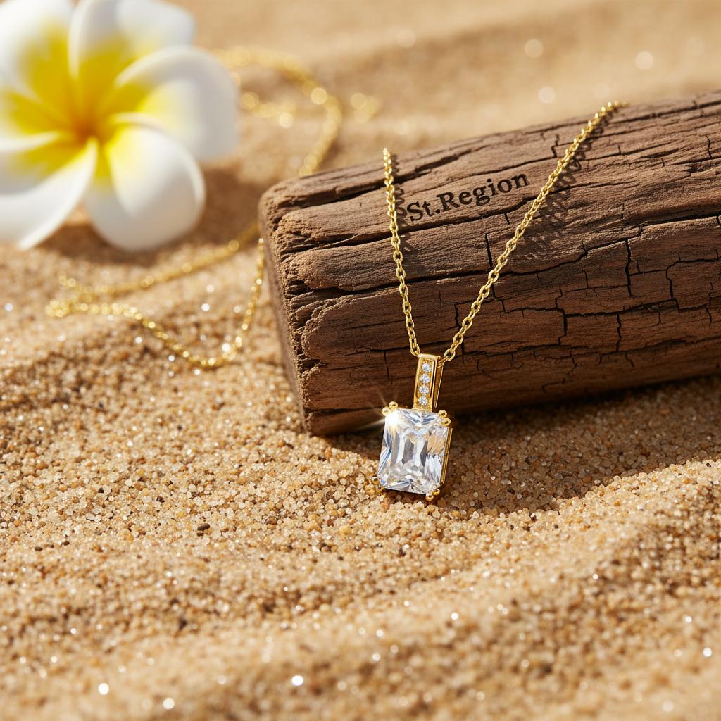 Princess-Cut Crystal & Cubic Zirconia 18K Gold-Plated Pendant Necklace