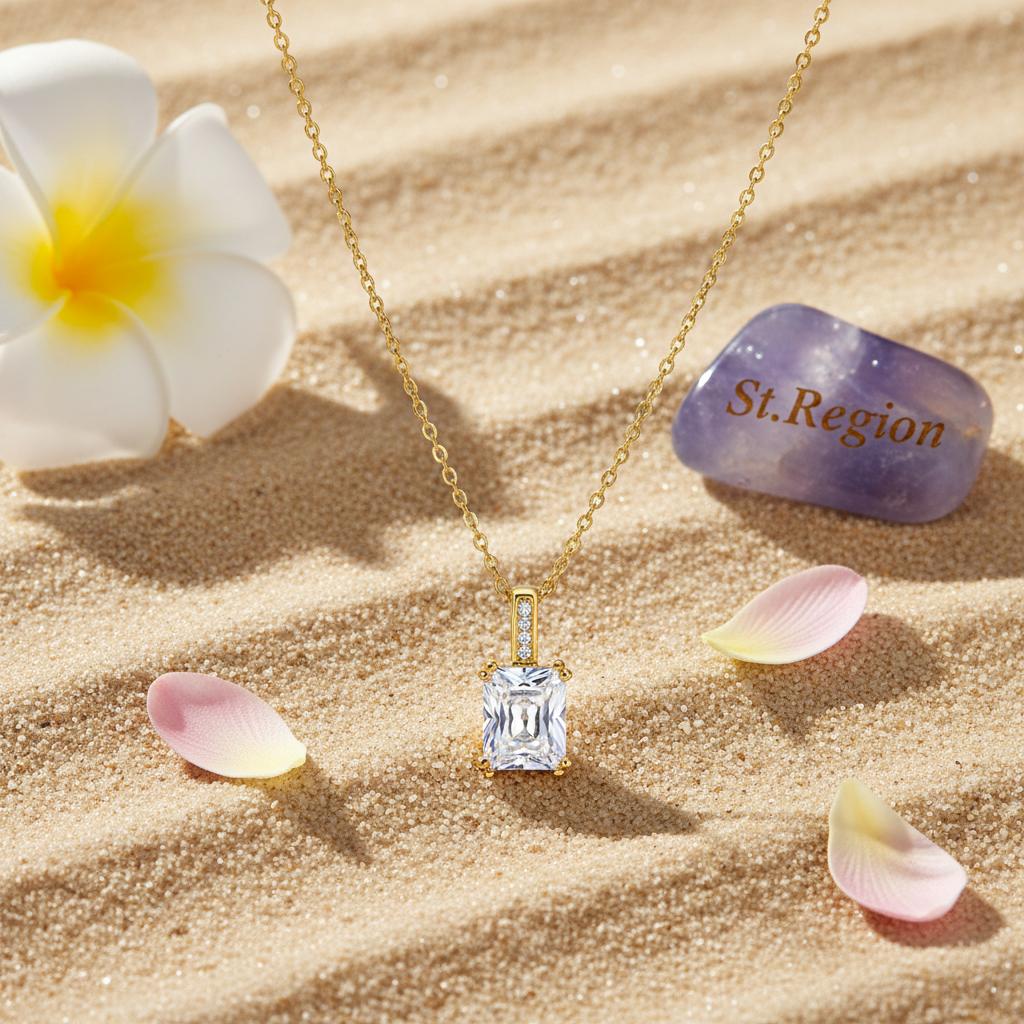 Princess-Cut Crystal & Cubic Zirconia 18K Gold-Plated Pendant Necklace