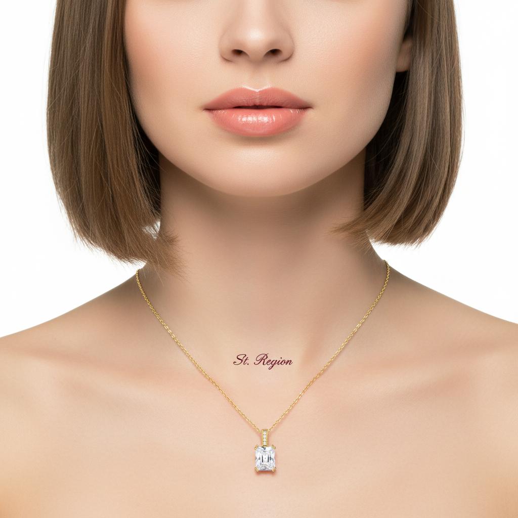 Princess-Cut Crystal & Cubic Zirconia 18K Gold-Plated Pendant Necklace